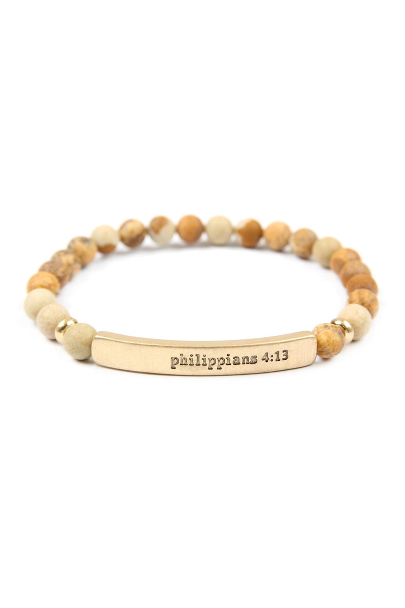 "Philippians 4:13" Natural Stone Bracelet